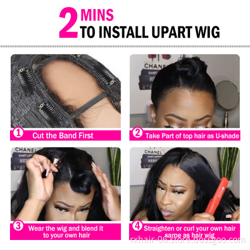 ISEE HAIR Factory Direct New Arrival Wholesale Kinky Curly Clip In Hair Human Cambodian With Front U Part Lace Wig